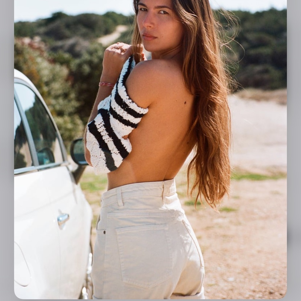 Zara momfit white denim shorts